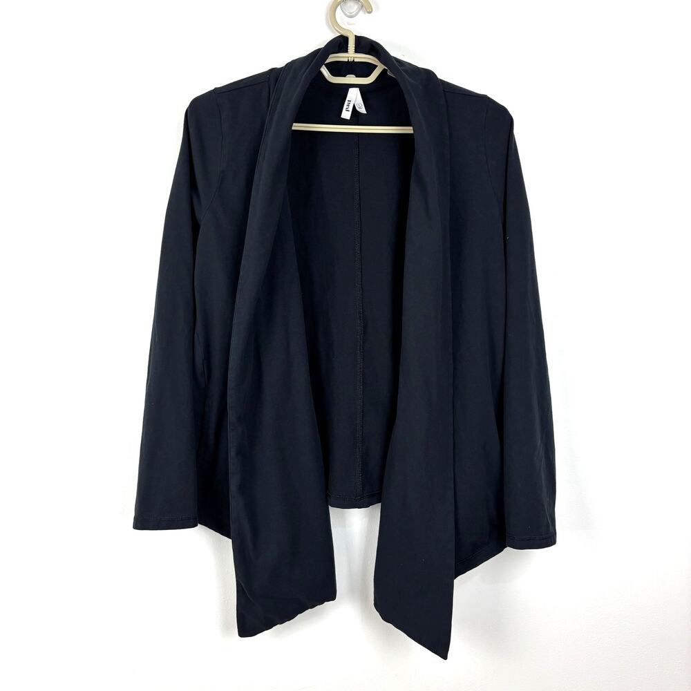 Pact Organic Cotton Open Cardigan Large Black Shawl Collar Pockets